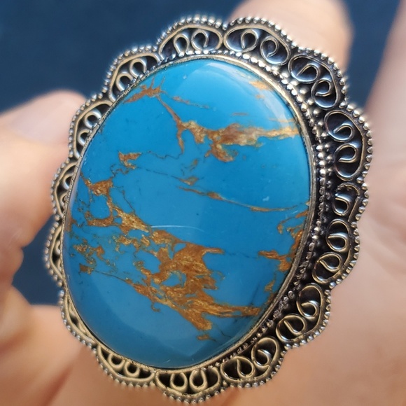 New Copper Turquoise 925 Silver Ring. - Picture 9 of 16